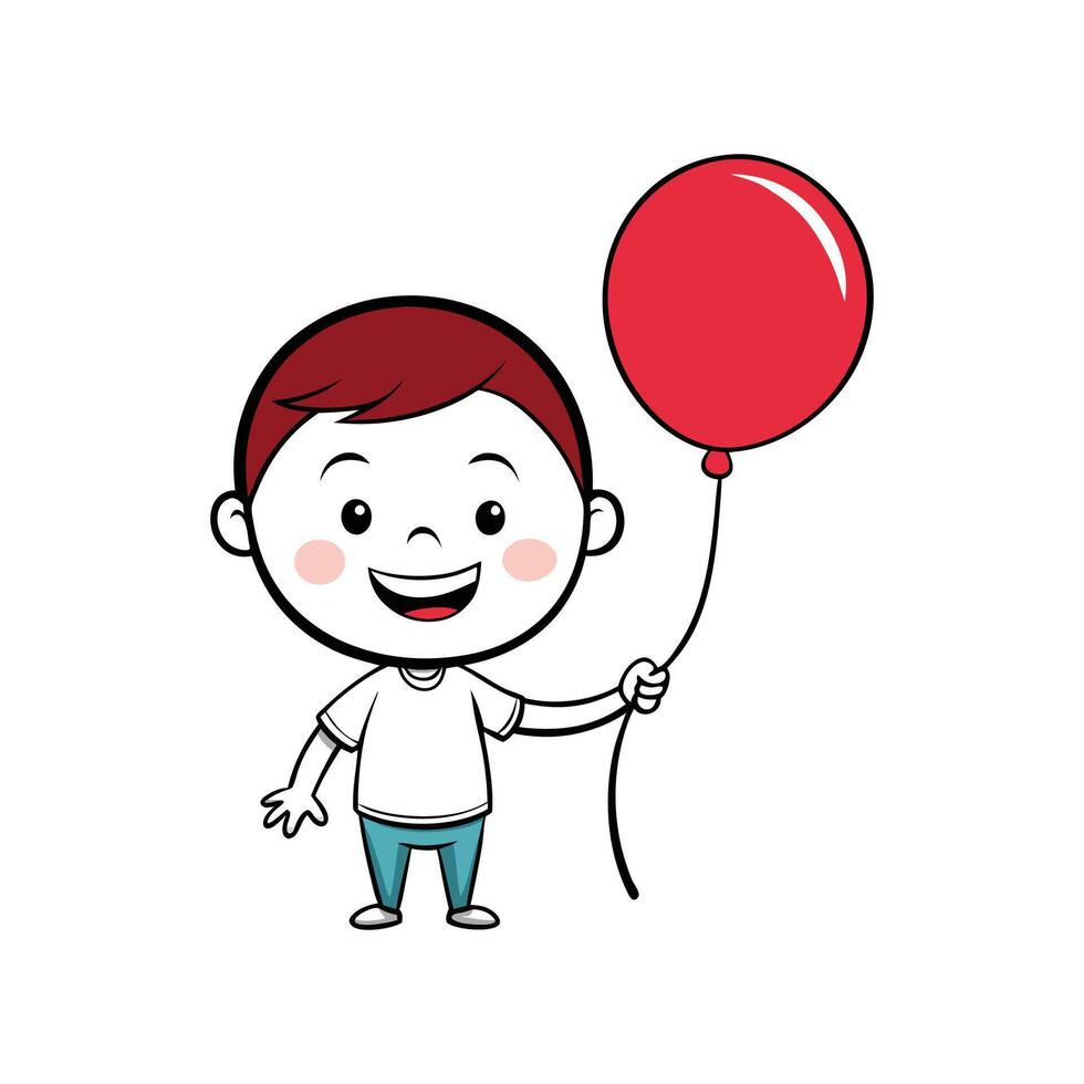 Child Holding a Balloon with a Big Smile vector