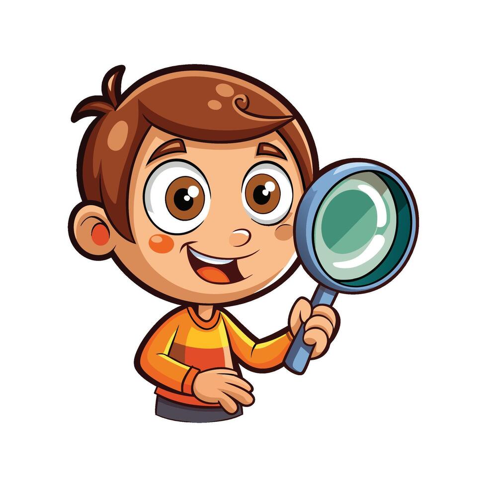 Playful Child with Magnifying Glass in Exploration vector