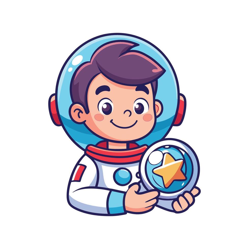 Kid Engaging in Astronaut Adventures with Helmet vector