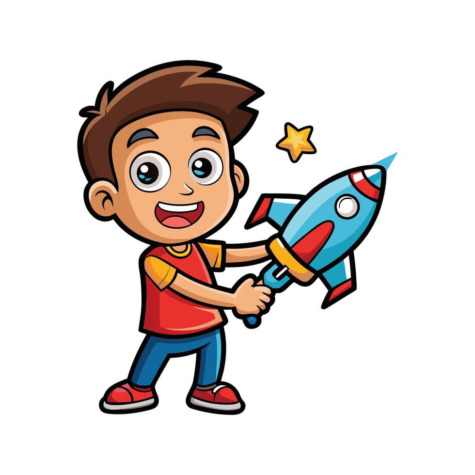 Child Engaging in Starship Exploration and Play vector