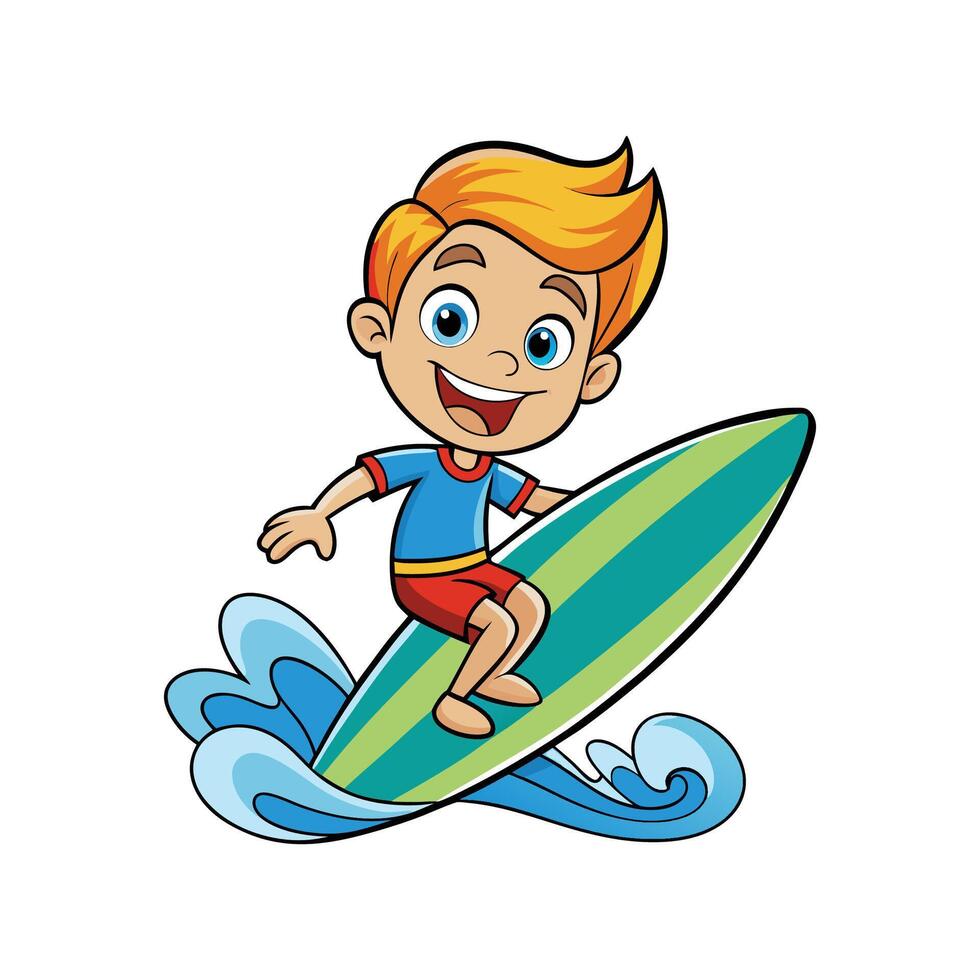 Kid Engaging in Surfing Adventures with Toy vector