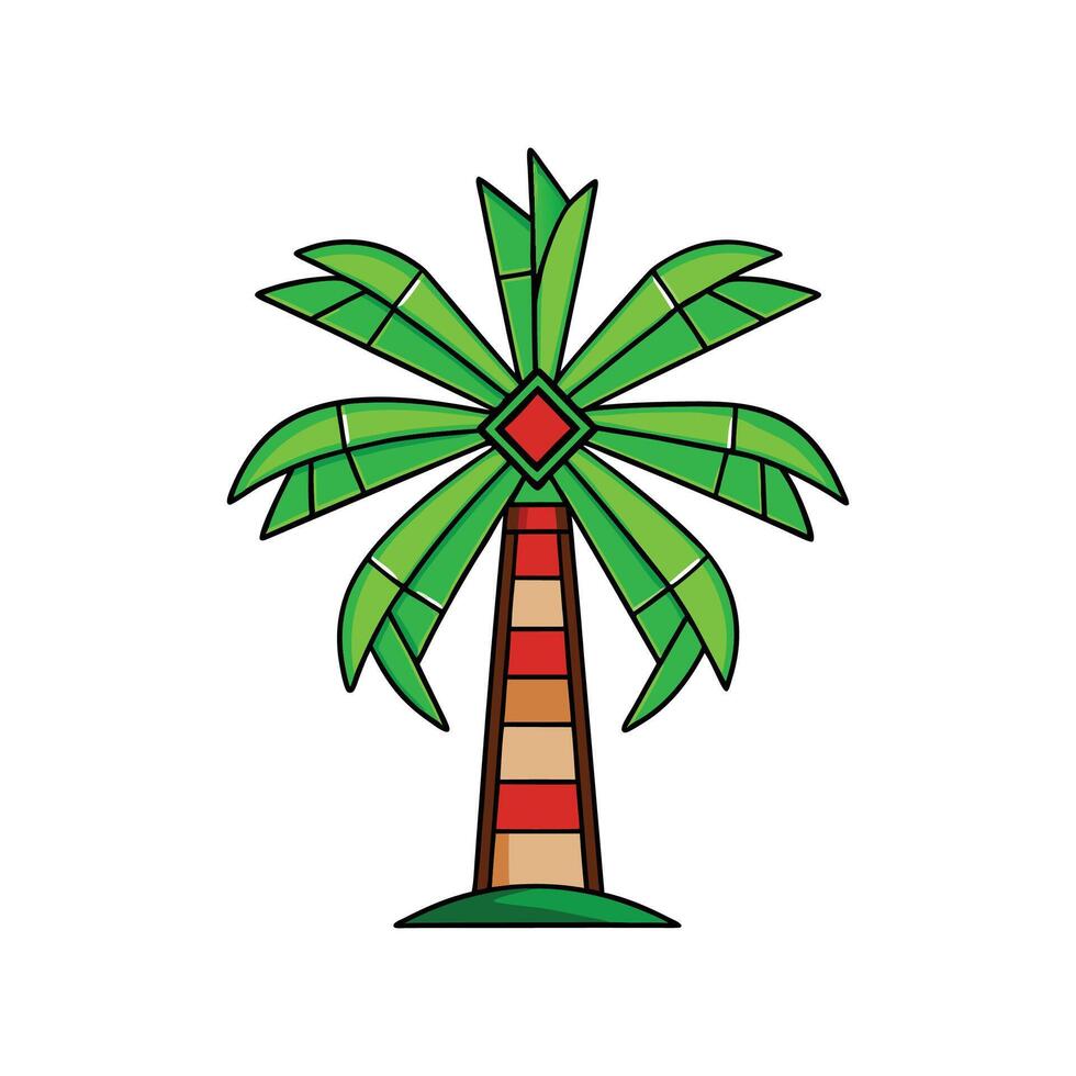 Realistic Windmill Palm Tree Bold Outline Design 2 vector