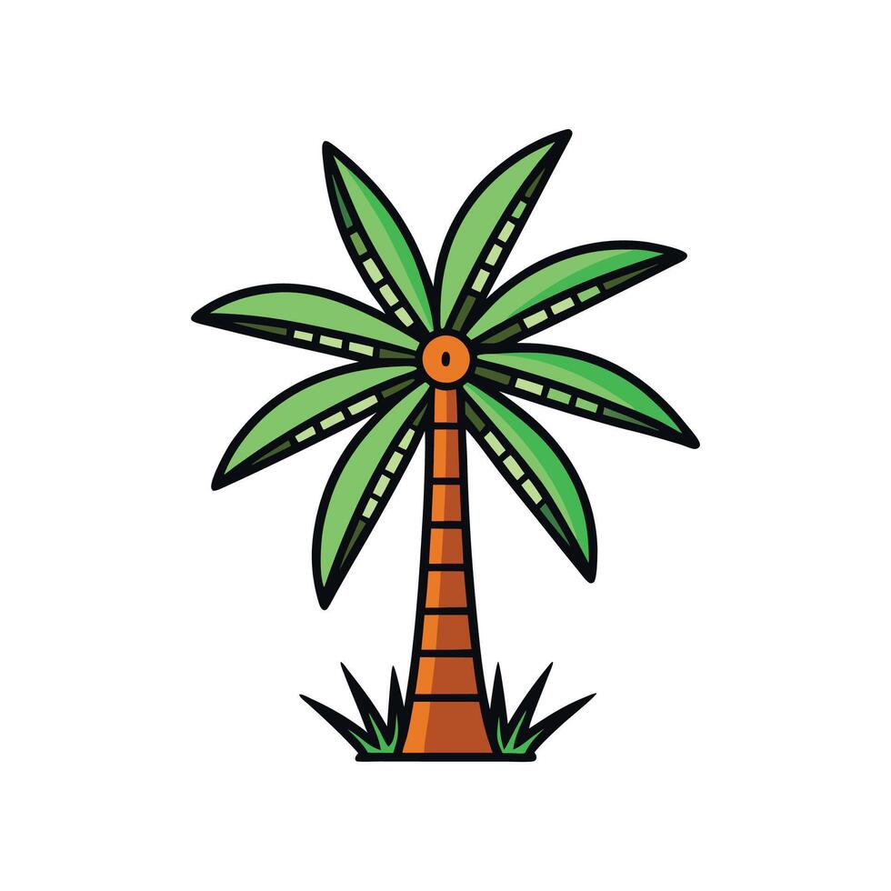 Realistic Windmill Palm Tree Bold Outline Design 3 vector