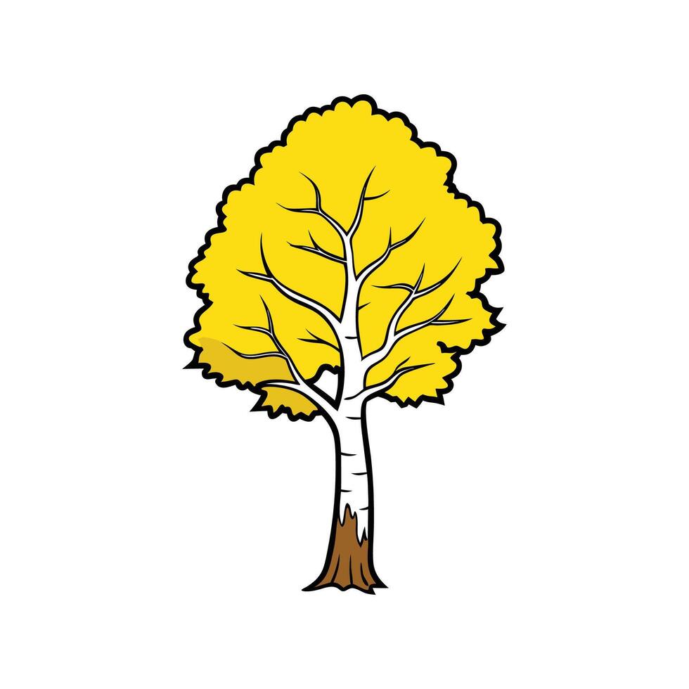Realistic Yellow Birch Tree Bold Outline Design 3 vector