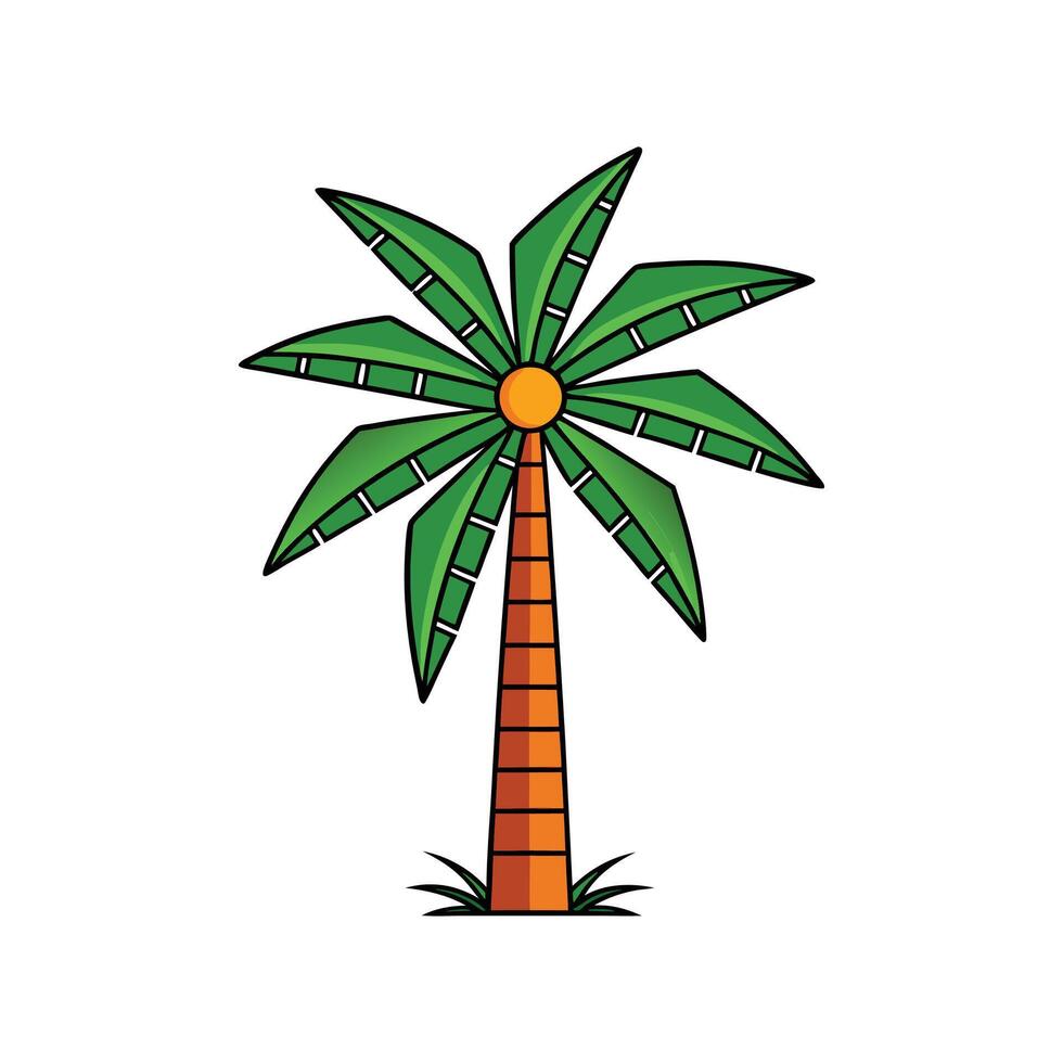 Distinct Windmill Palm Tree Outline Art vector
