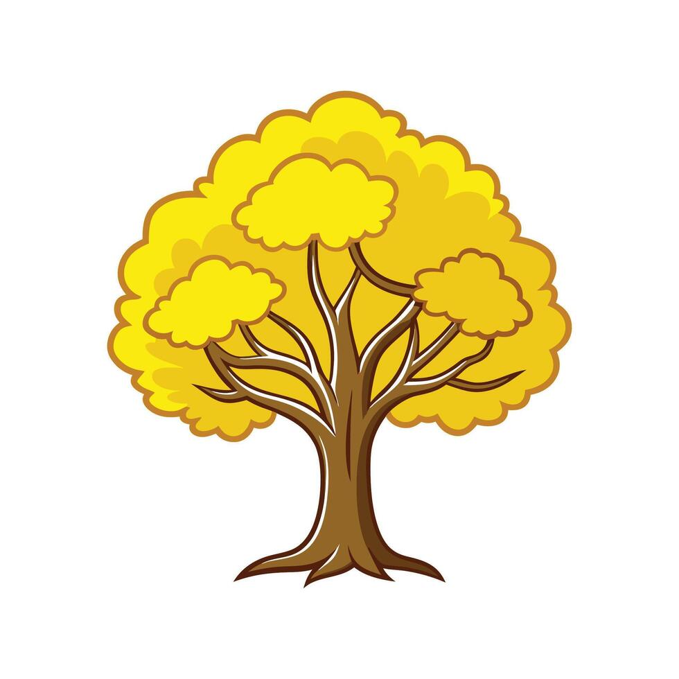 Realistic Yellow Elder Tree Bold Outline Design 1 vector