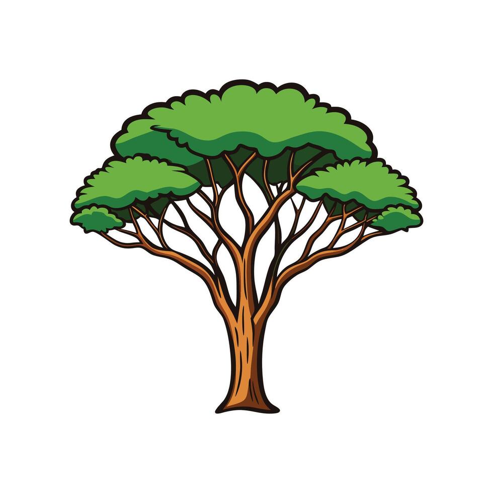 Bold Outline Acacia Tree Design vector