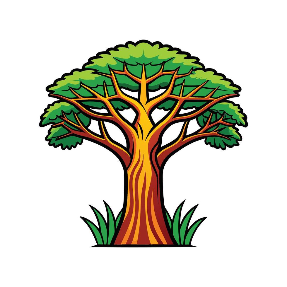 Beautiful Baobab Tree Outline Design vector