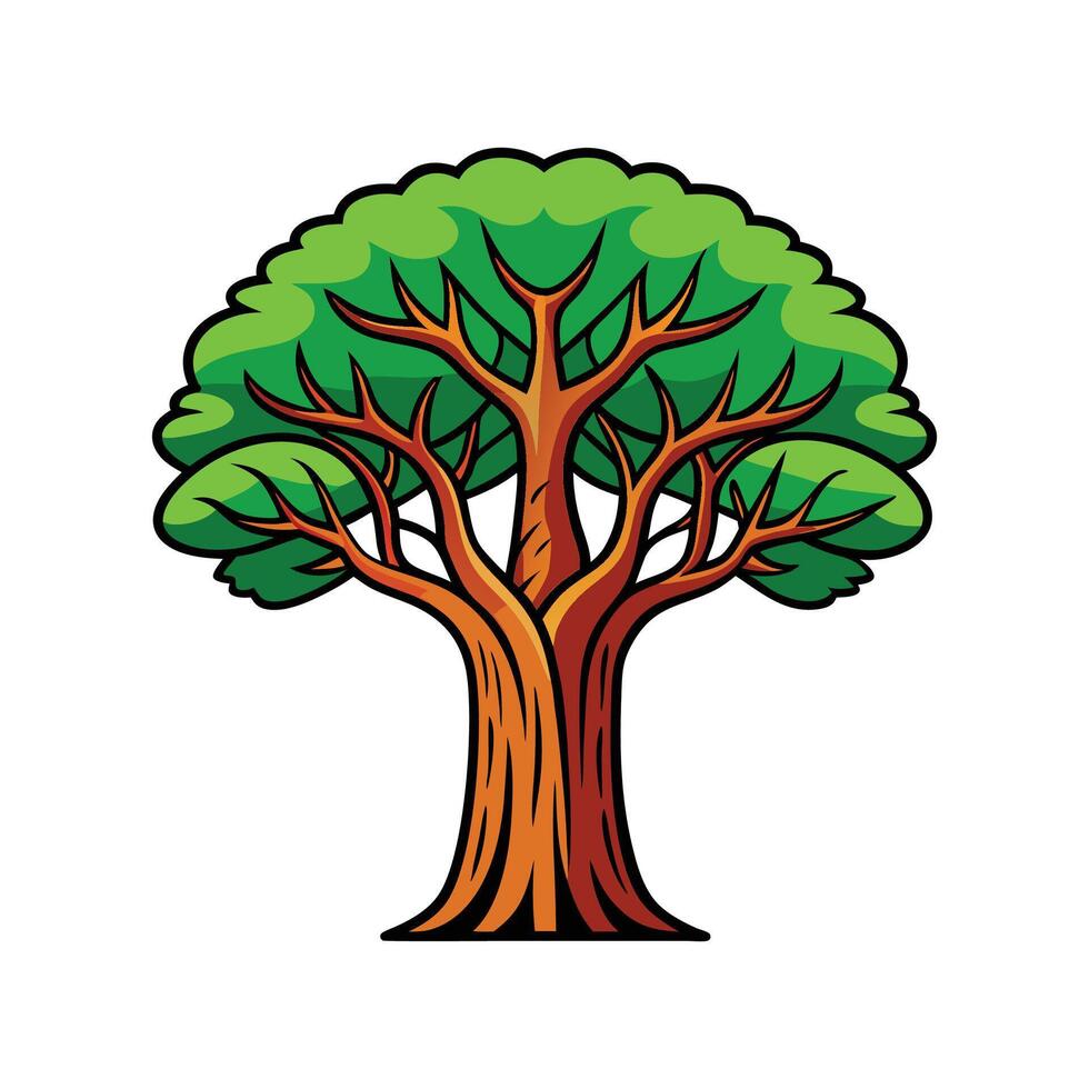 Stunning Outline of Baobab Tree vector
