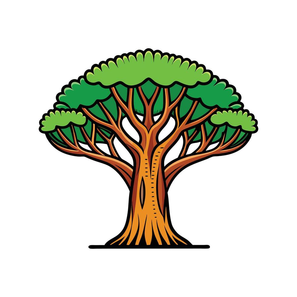 Artistic Baobab Tree Outline Design vector