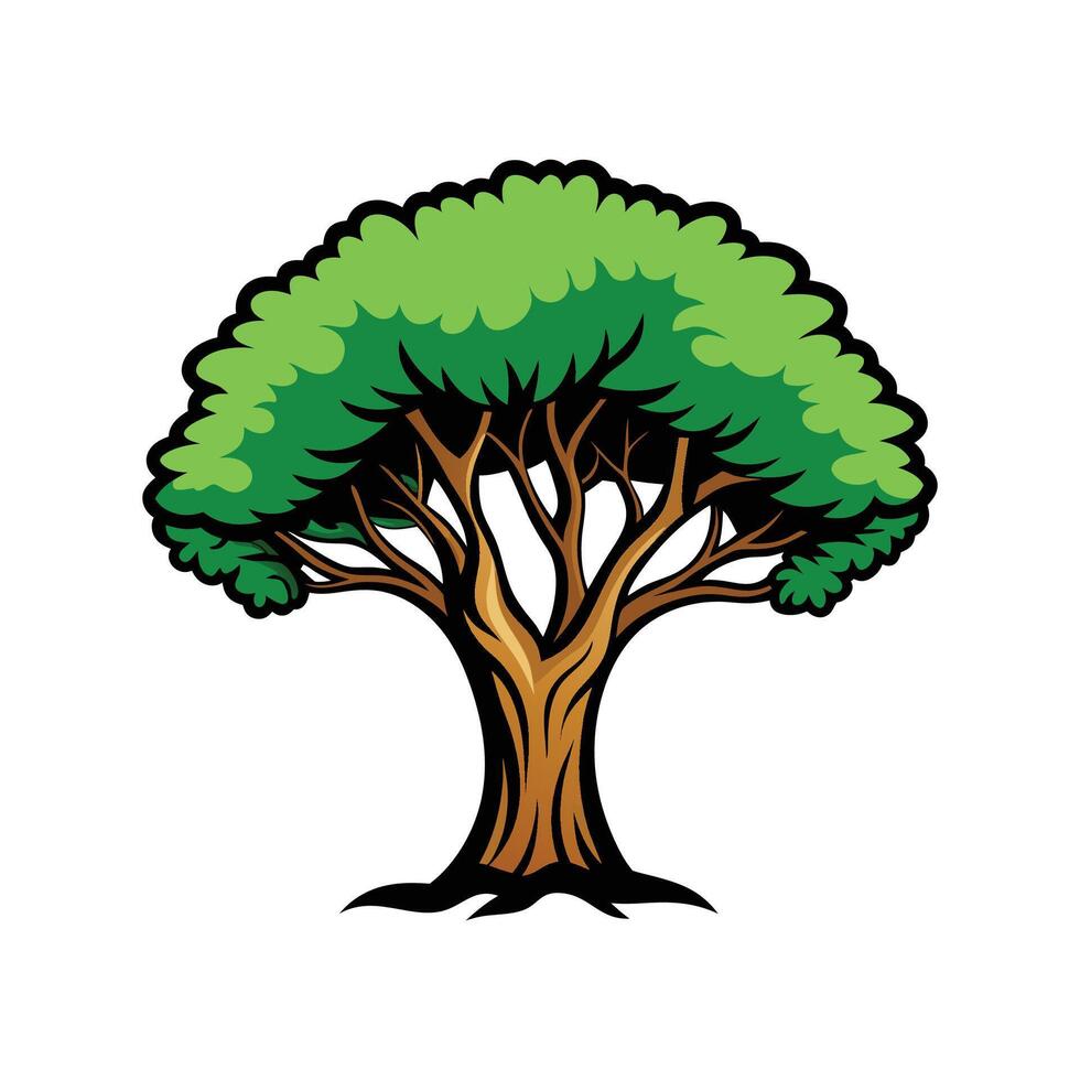 Elegant Olive Tree Bold Outline vector