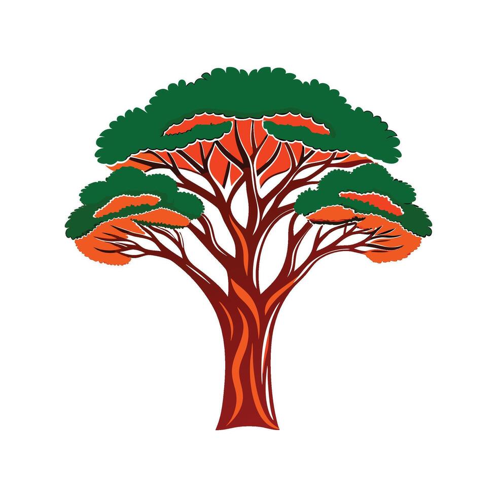 Stylish Mahogany Tree Bold Outline vector