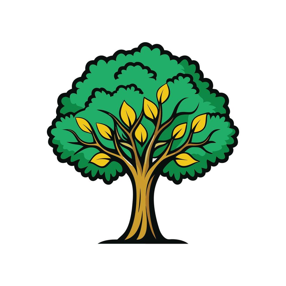 Classic Alder Tree Bold Outline vector