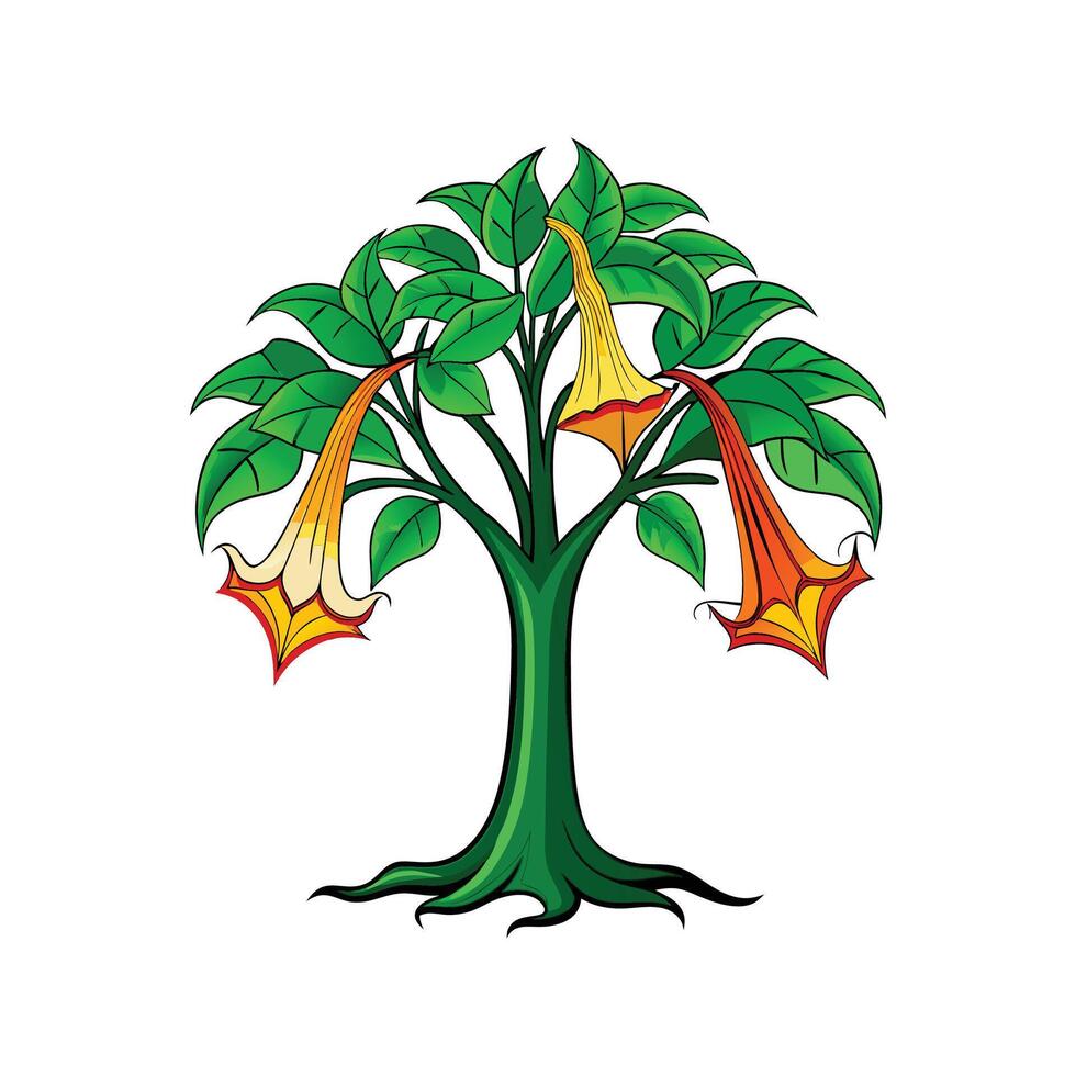Elegant Angels Trumpet Tree Design vector