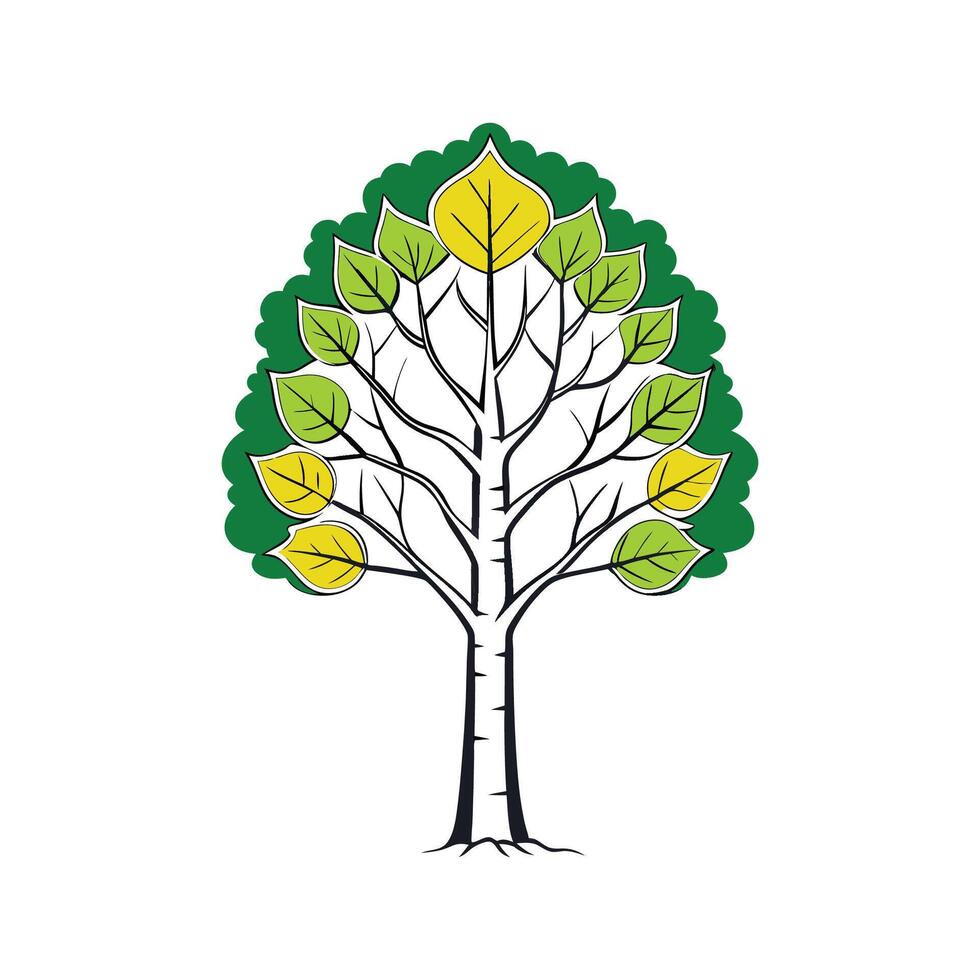 Stylish Aspen Tree Bold Outline vector