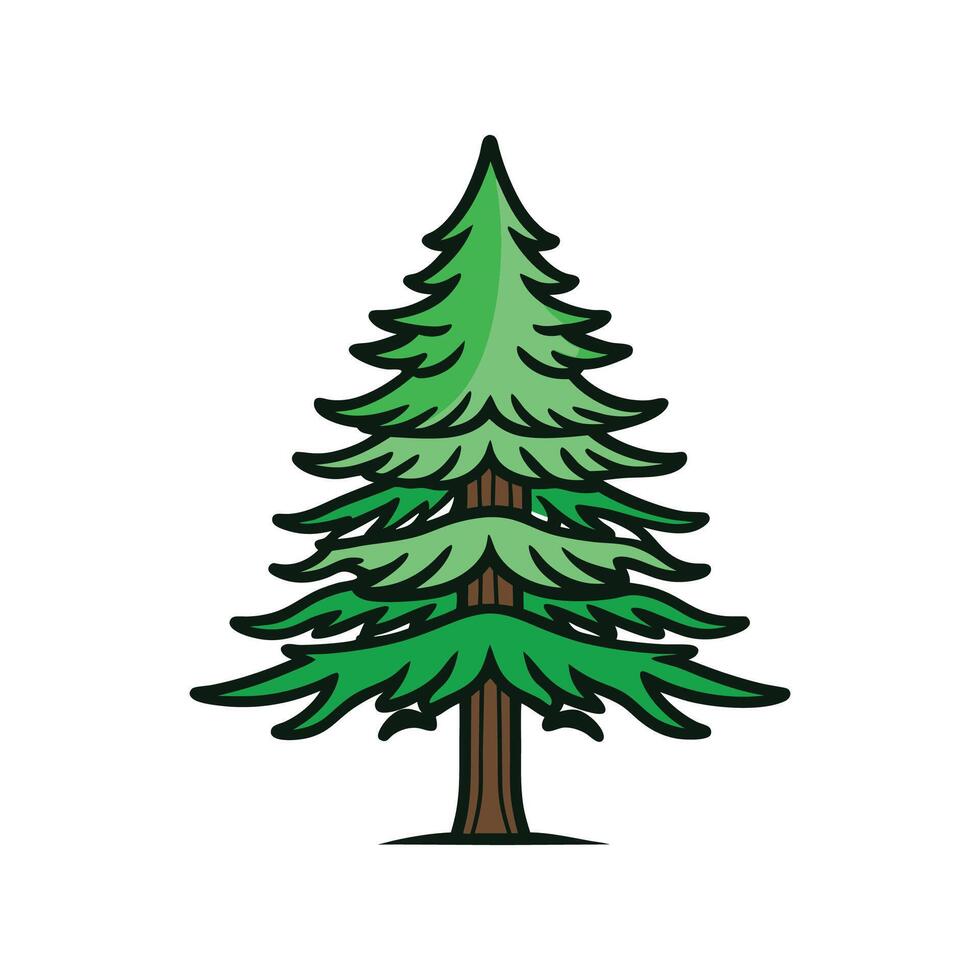 Elegant Outline of Austrian Pine Tree vector