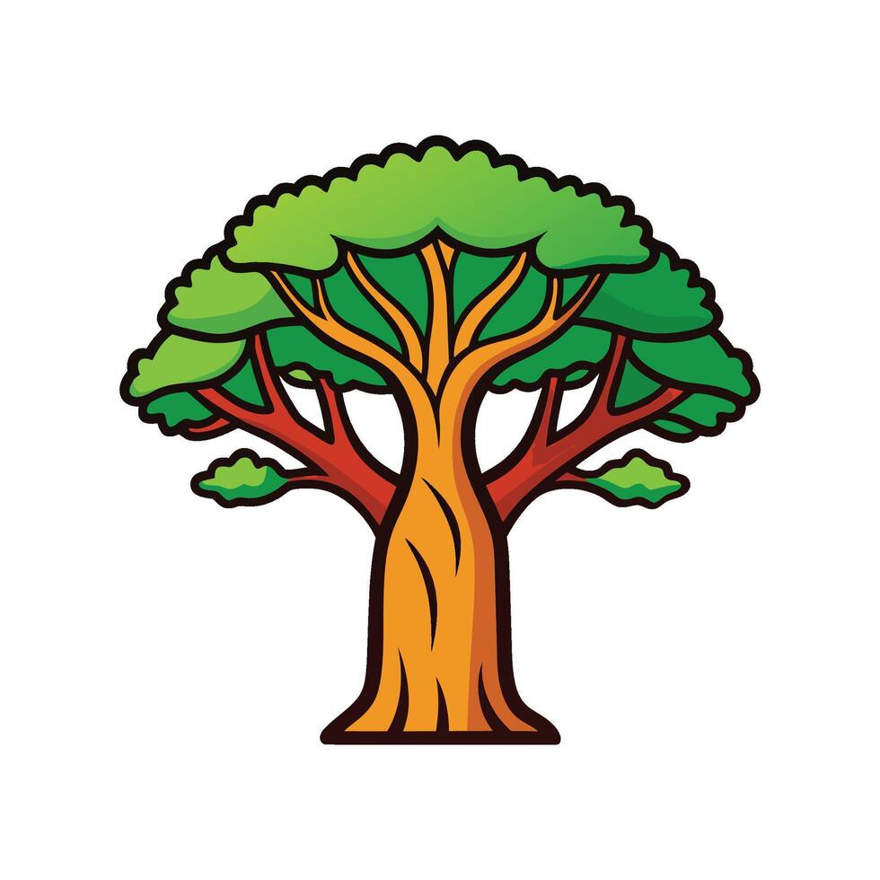 Unique Baobab Tree Bold Outline vector