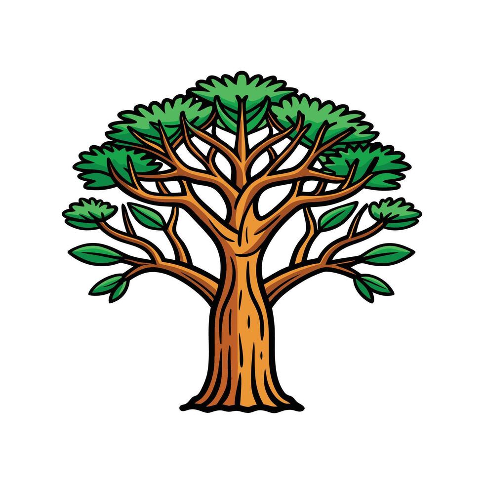 Stylish Bold Outline Baobab Tree vector
