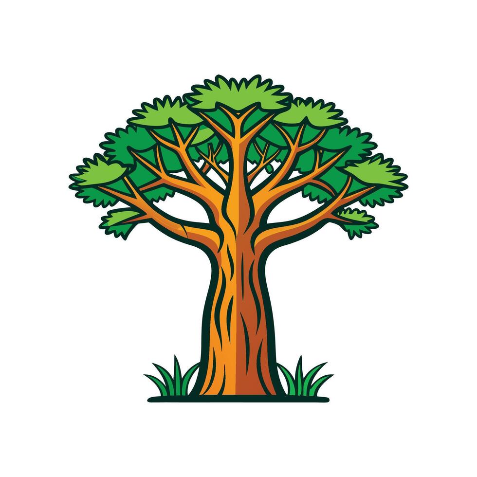 Charming Baobab Tree Outline Design vector