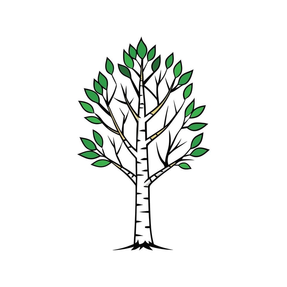 Charming Birch Tree Bold Outline vector