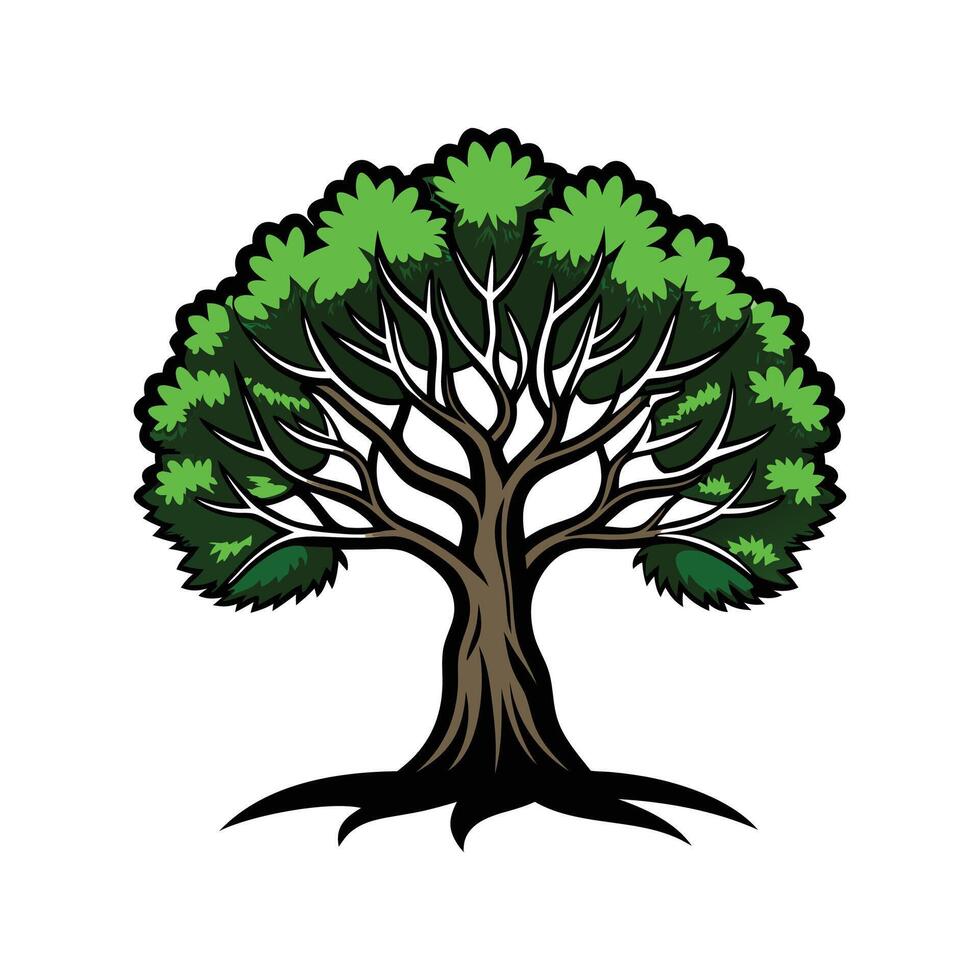 Charming Black Ironwood Tree Bold Outline vector