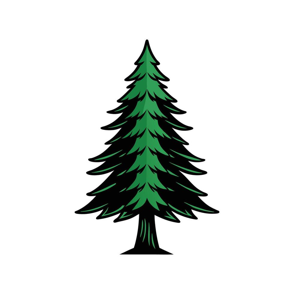 Stylish Black Spruce Tree Outline vector