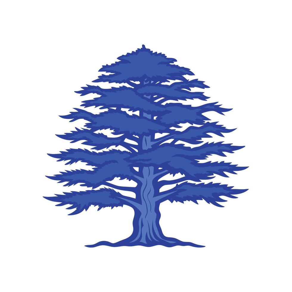 Stylish Blue Atlas Cedar Tree Outline vector