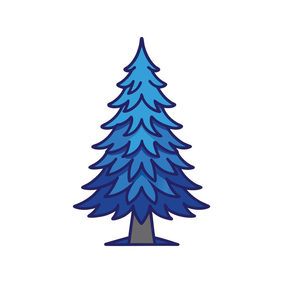 Stylish Blue Spruce Tree Outline vector