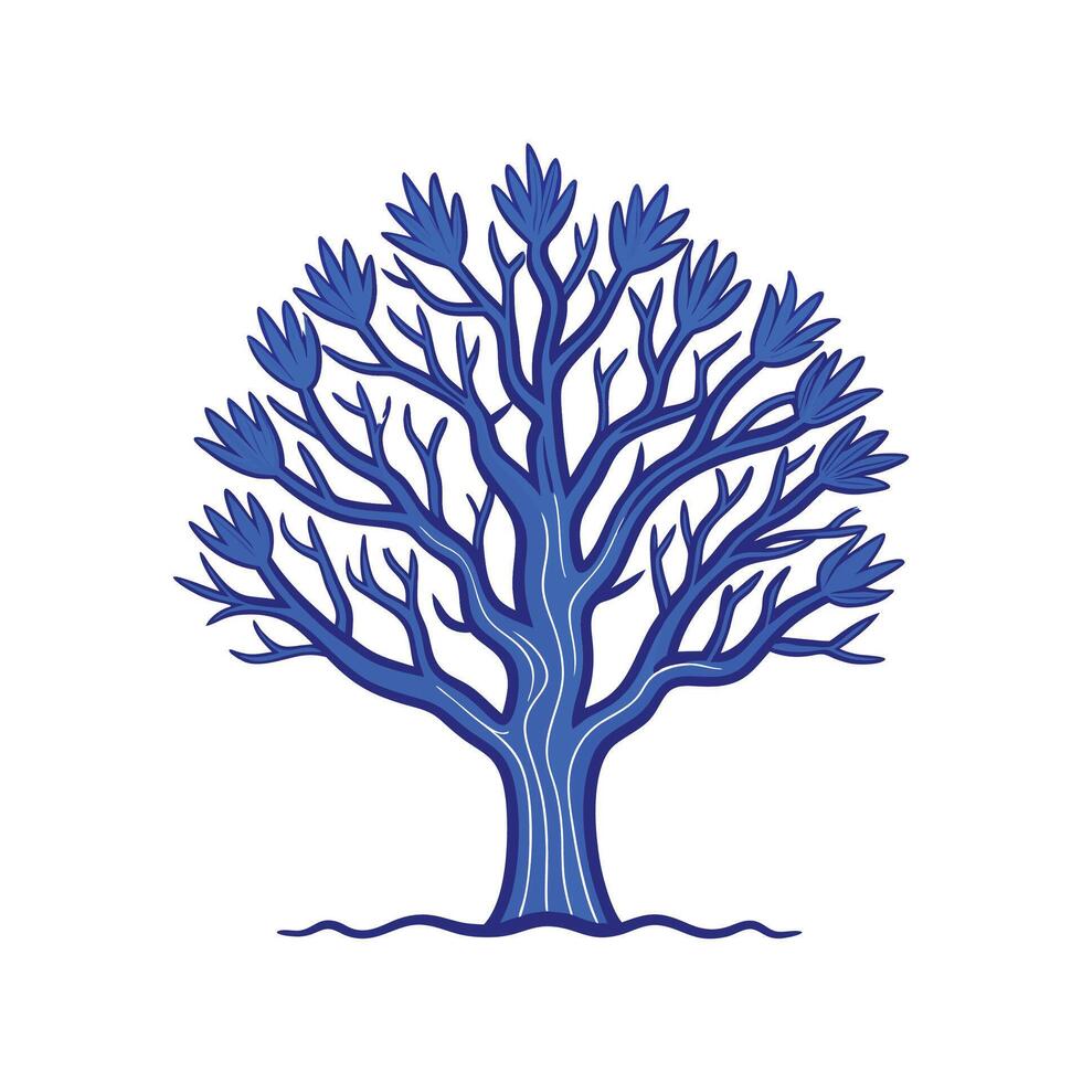 Bold Outline of Blue Palo Verde Tree vector