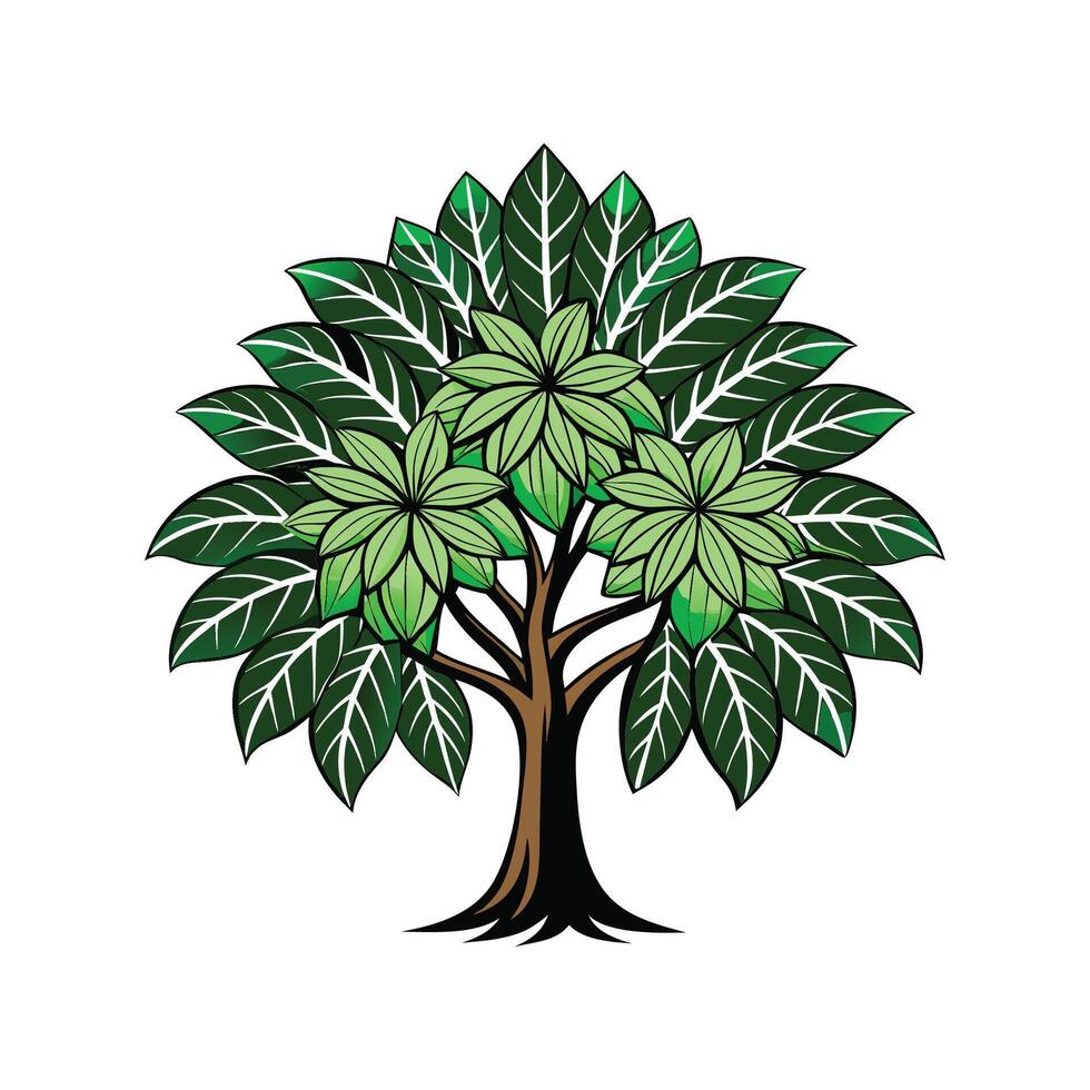 Unique Breadfruit Tree Bold Outline vector
