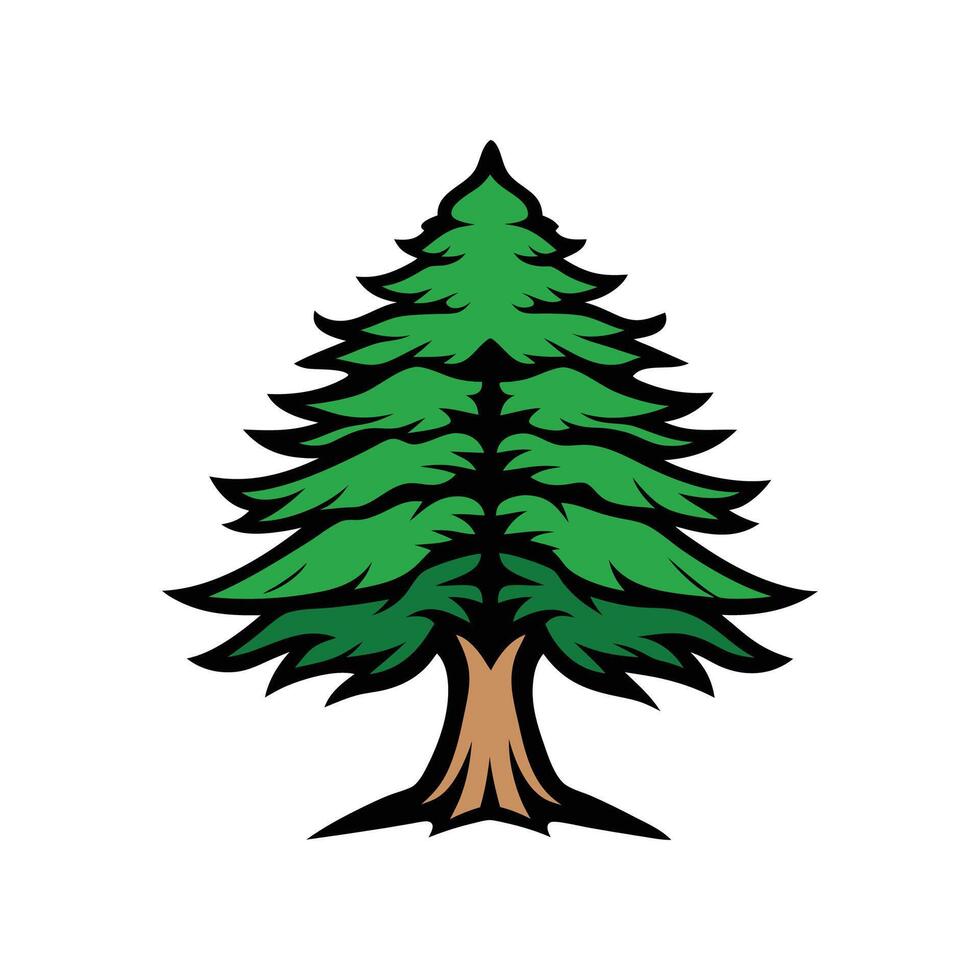 Stylish Cedar of Lebanon Tree Outline Design vector