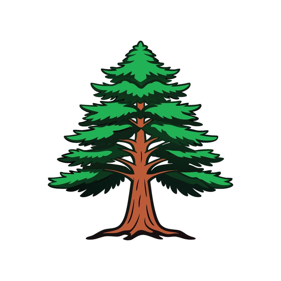 Unique Cedar Tree Design Outline vector