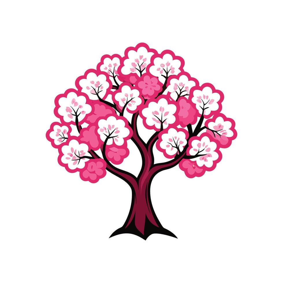 Creative Cherry Blossom Tree Outline Design vector