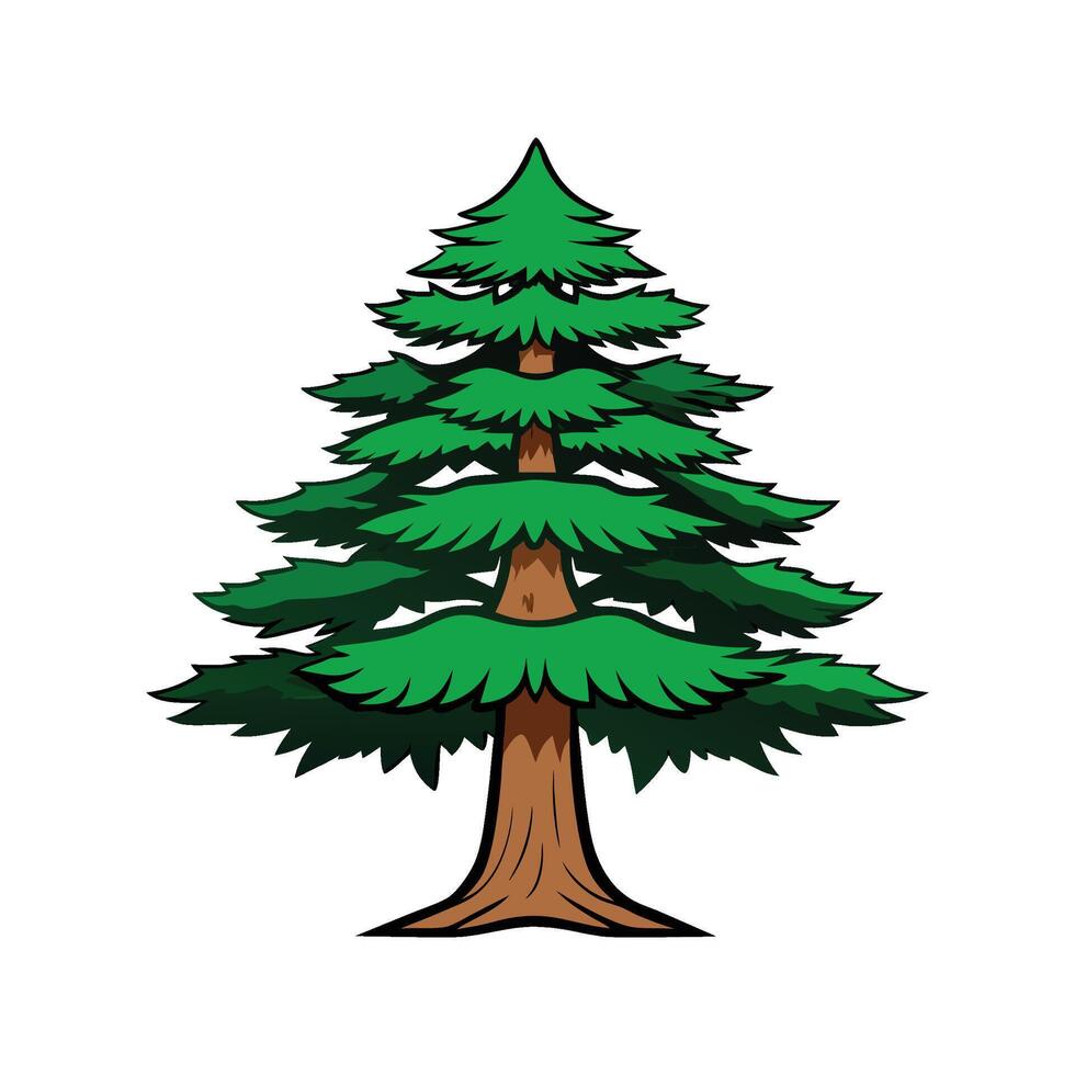 Distinctive Cedar Tree Bold Outline vector