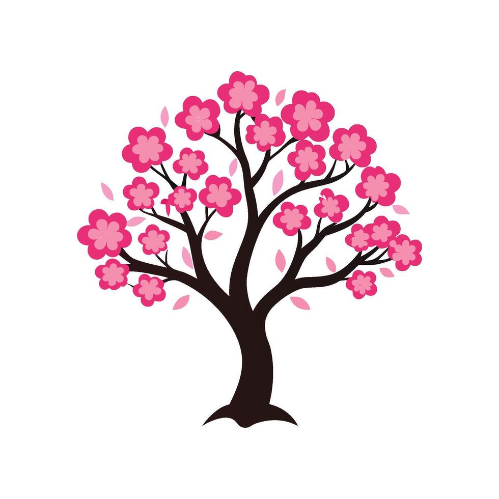 Elegant Cherry Blossom Tree Outline vector