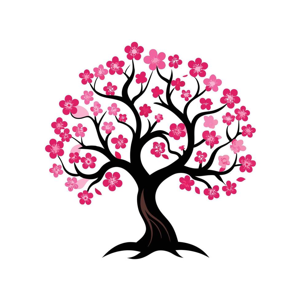 Unique Cherry Blossom Tree Outline vector