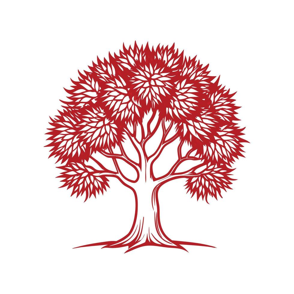 Stylish Outline of Chinese Chestnut Tree vector