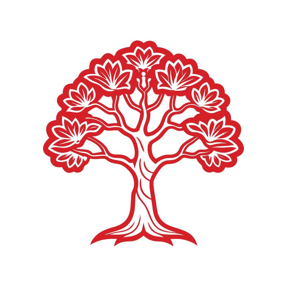 Charming Outline of Chinese Flame Tree vector