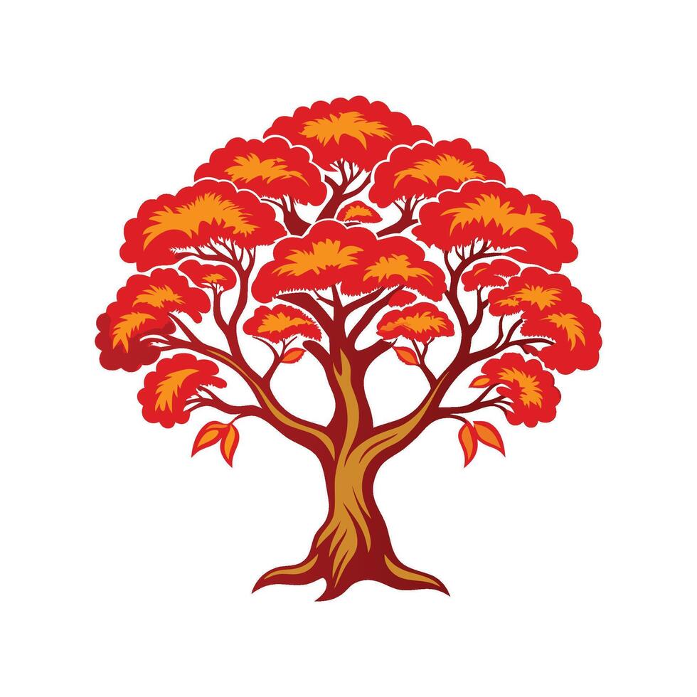 Creative Chinese Flame Tree Outline Design vector