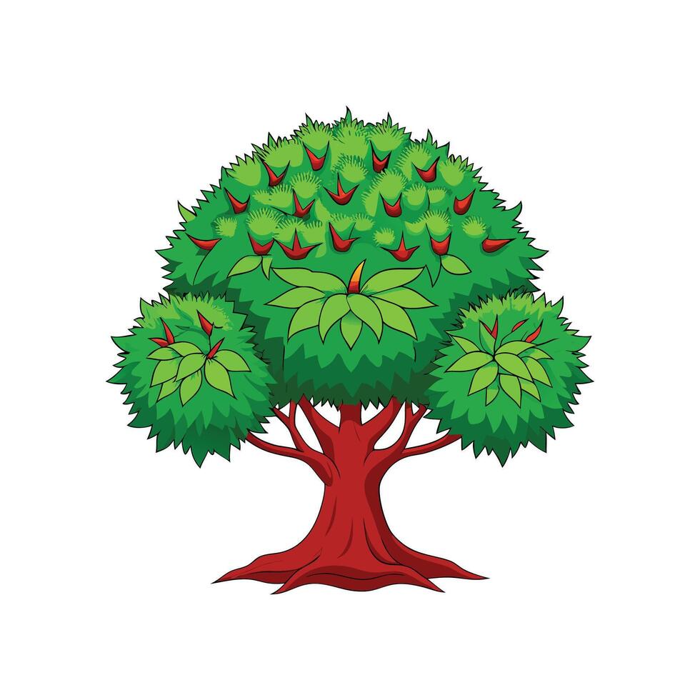 Unique Chinese Chestnut Tree Bold Outline vector