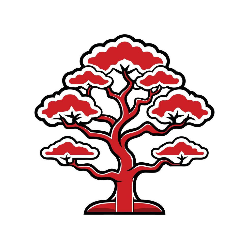 Stylish Chinese Scholar Tree Outline vector