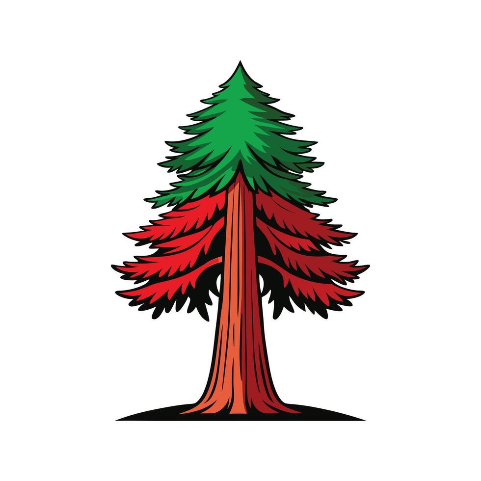 Stylish Coast Redwood Tree Bold Outline vector