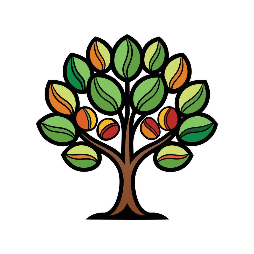 Charming Coffee Tree Outline Design vector