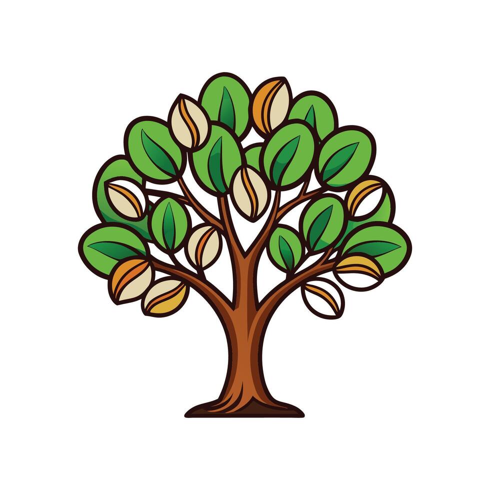 Distinct Coffee Tree Outline Art vector
