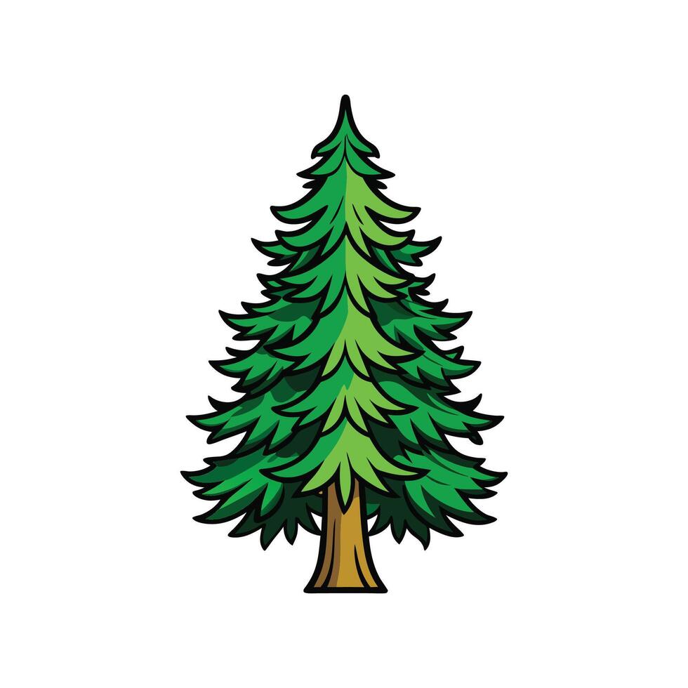 Unique Bold Outline of Cryptomeria Tree vector