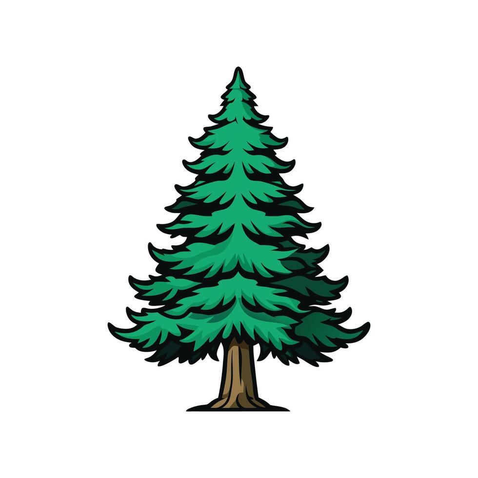 Elegant Outline of Cryptomeria Tree vector