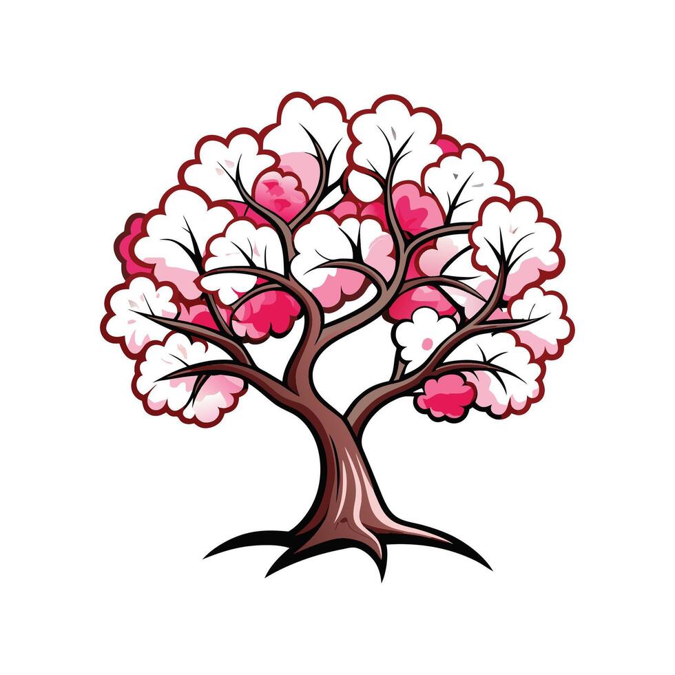 Distinct Dogwood Tree Outline Art vector