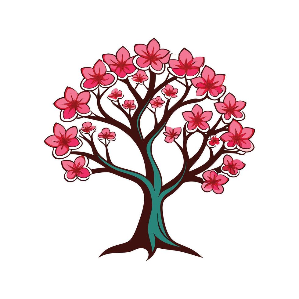 Elegant Dogwood Tree Outline vector