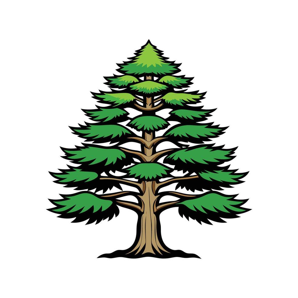 Charming Eastern Raved Cedar Tree Outline vector