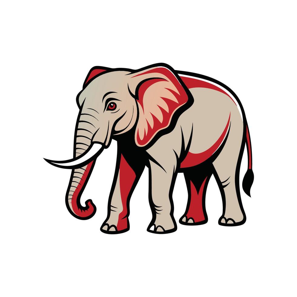 Distinct Elephant Walking Slowly Outline Art vector